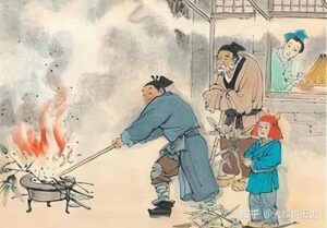 Burning the bamboo in ancient times. 